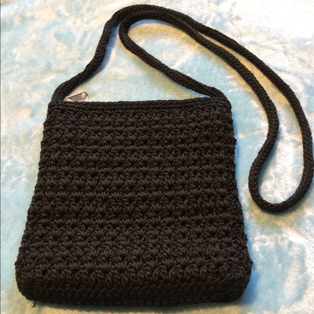 Macrame-Style Crossbody Bag (Black)